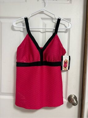 Christina Hot Pink Tankini Top with Black Trim